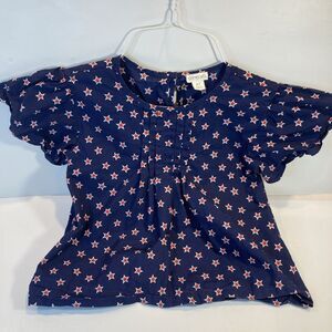 J. Crew Crewcuts Girls Size 6-7 Blue W/ Stars Top 100% Cotton #L4936 July 4th